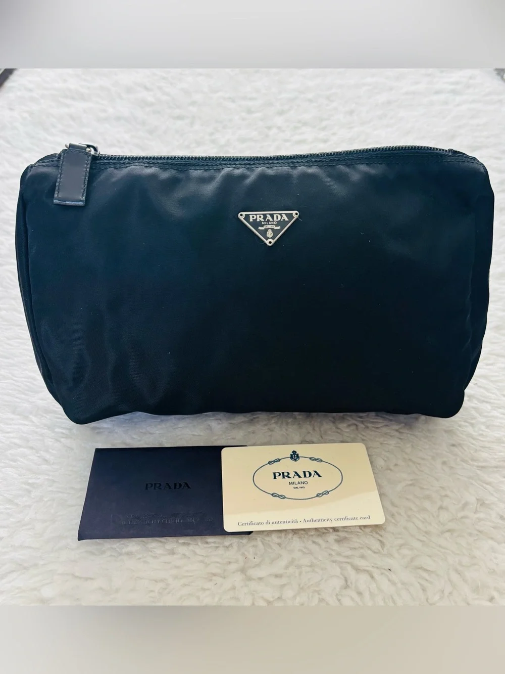 Prada Black Nylon Unisex Toiletries/Cosmetic/Novelty Pouch Bag with Auth card
